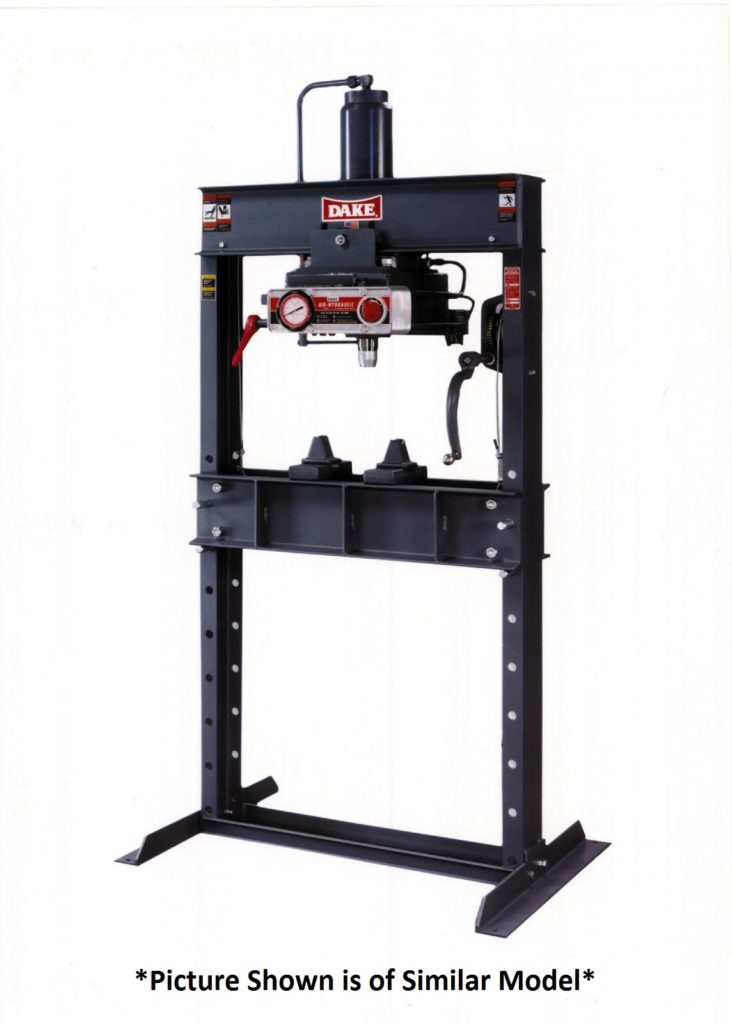 Dake 75 Ton Air Operated H-Frame Press, Model 6-475 - NEW
