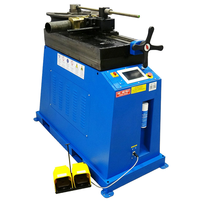 Ercolina TB130 Top Bender with 5" Tube or 4" Sch. 40 Pipe Capacity. Control offers Multiple Program Storage with Individual Bend Angle and Springback Memory, Variable Bend Speed