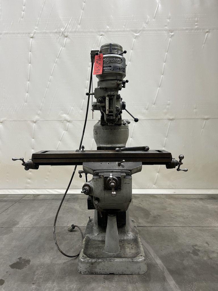 Bridgeport Step Pulley Vertical Knee Mill, 9” x 42” Table, 1 HP